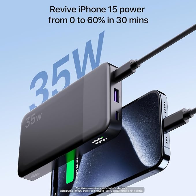 NOBIS Portable Charger, 10000mAh Power Bank Fast Charging, Battery Pack - Image 2