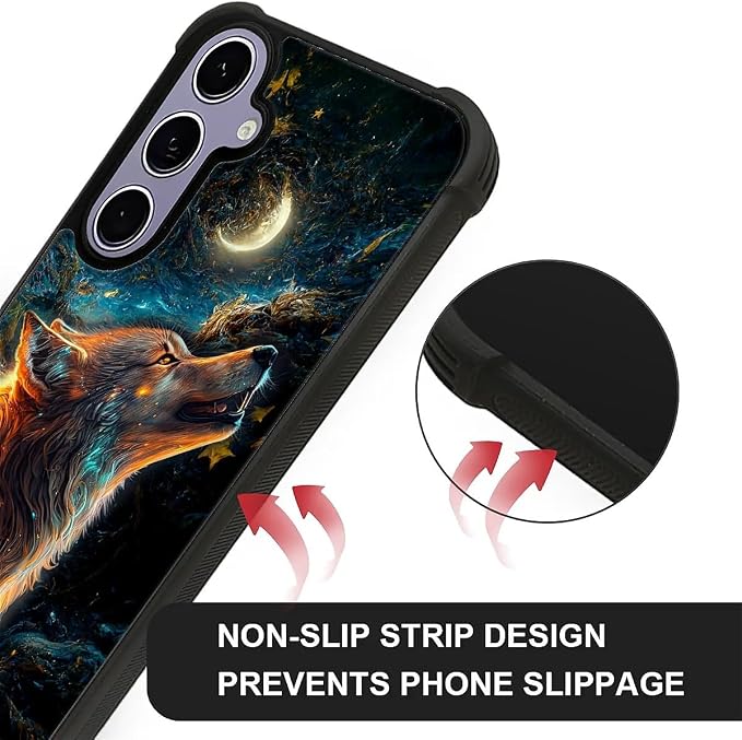 for Samsung Galaxy S24 S25 Case, Star Cave Hungry Wolf Pattern Graphic Design - Image 2