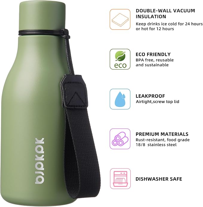 BJPKPK Insulated Water Bottles, 12oz Stainless Steel Metal Water Bottle - Image 2