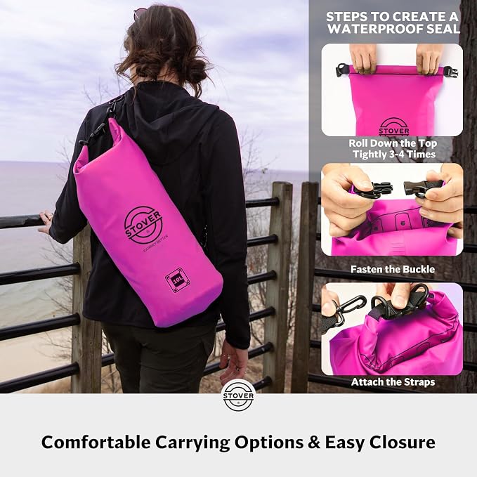 STOVER 5/10/25/30/40/55L Waterproof Dry Bag- Roll-Top Backpack w/Phone Case- - Image 5