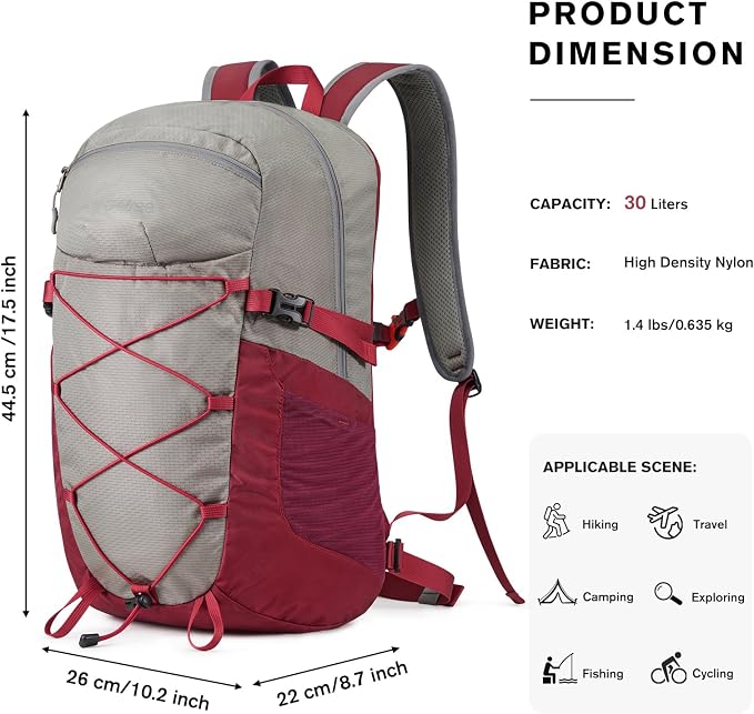 G4Free 30L Lightweight Hiking Backpack - Image 5