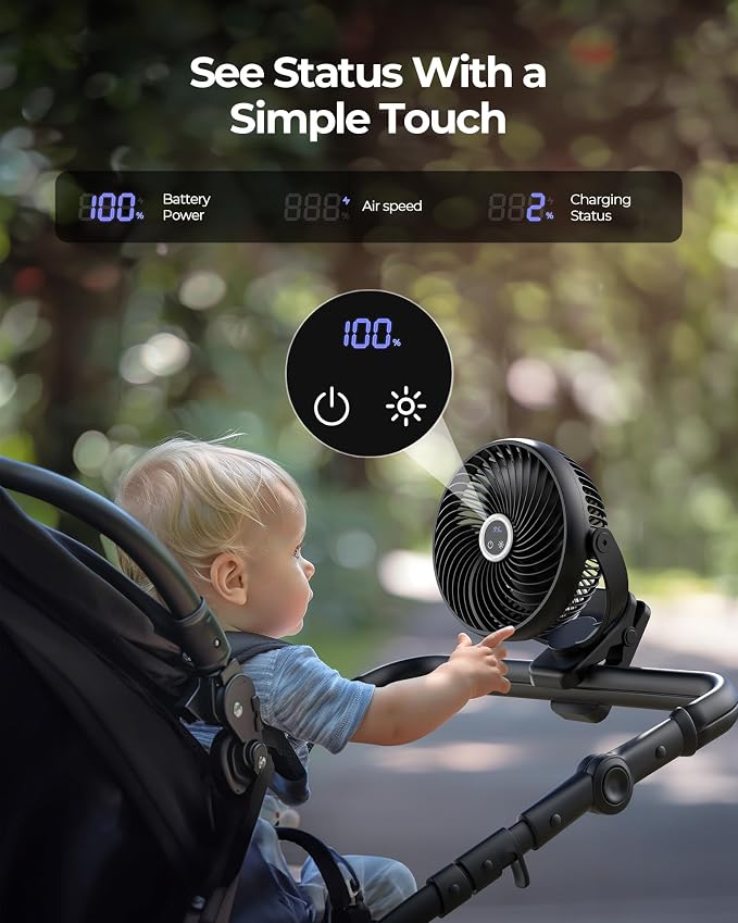 xasla 10000mAh Portable Clip On Fan - Image 6