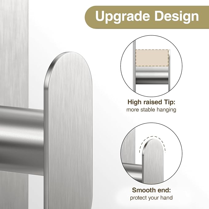 pickpiff Adhesive Towel Hooks for Bathroom: 20LB Extra Strong Wall Hanger for - Image 4