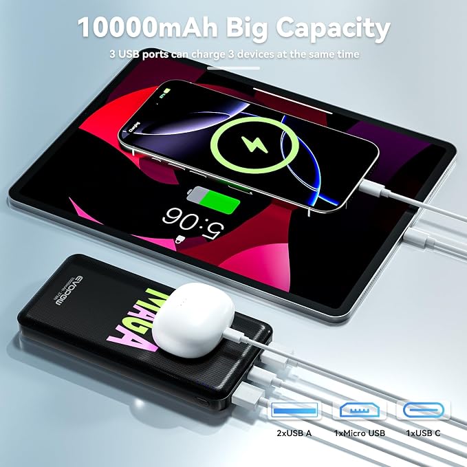 2-Pack 10000mAh Portable Charger Power Bank, Ultra Slim Battery Pack, 15W USB-C - Image 4