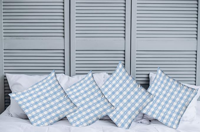 Ambesonne Checkered Decorative Throw Pillow Case Pack of 4, Gingham Motif - Image 2