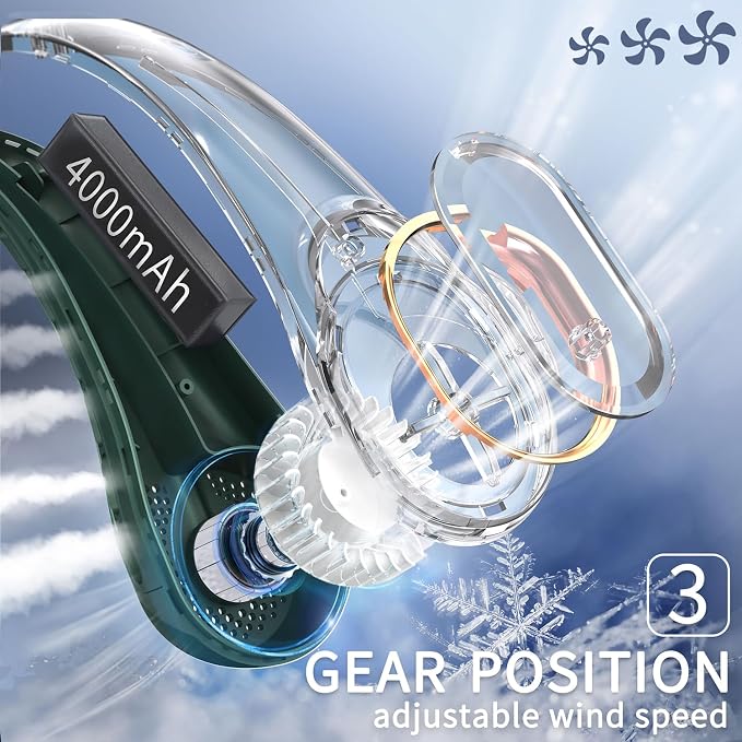 FrSara Bladeless Neck Fan, Strong Wind, Adjustable, 360° Cooling, Super Quiet - Image 4