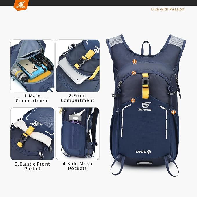 SKYSPER Small Hiking Backpack - 25L Travel Daypack Lightweight Bag Water - Image 2