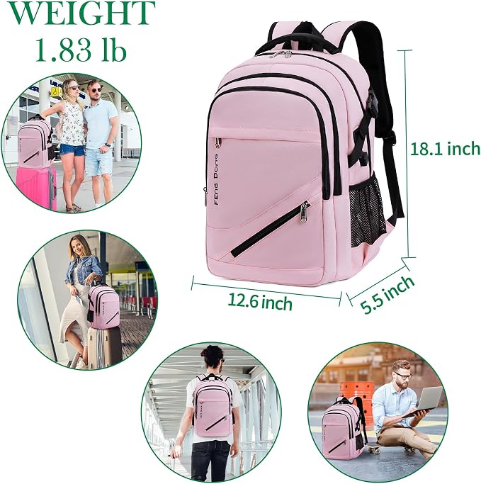 FENGDONG Large Laptop Backpack 17.3 inch Waterproof Travel College Backpack - Image 2