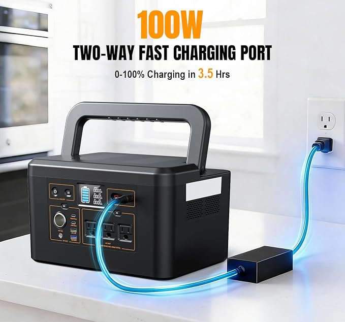 Portable Power Station 650W, 576Wh Solar Generator, LiFePO4 Battery 3.5 Hour - Image 2