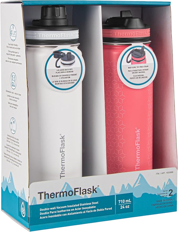 ThermoFlask Stainless Steel Water Bottles 2-Pack - Image 2