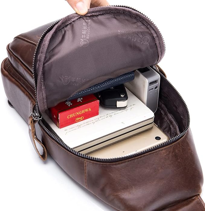 Hebetag Leather Sling Bag Crossbody Backpack - Image 7