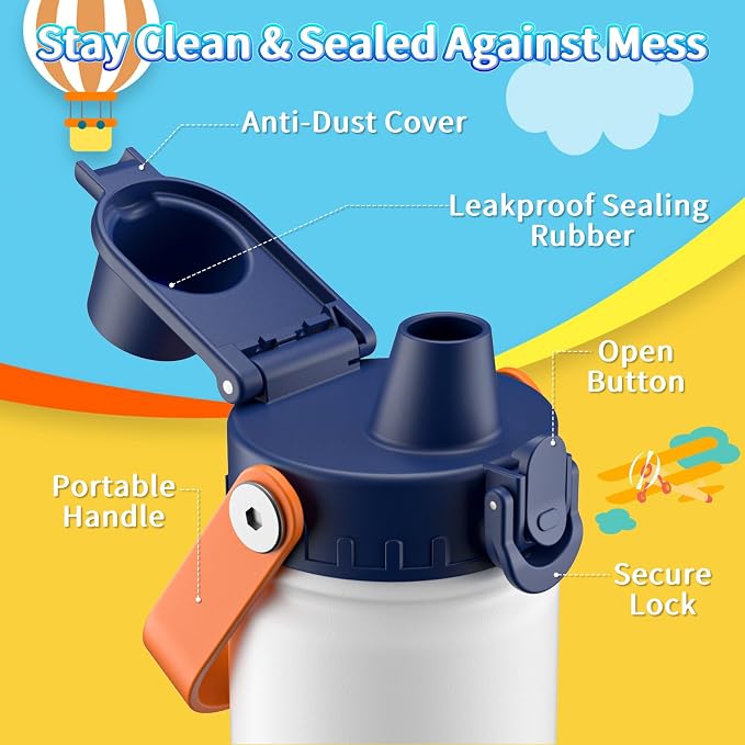 baab 18oz Kids Water Bottle, Insulated Kids Water Bottle - Image 3