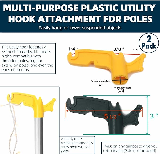 TonGass (2-Pack Multi-Purpose Plastic Utility Hook Attachment - Image 2