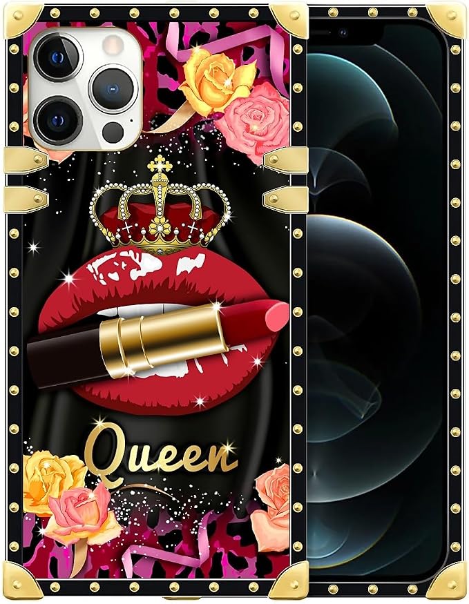 Compatible with iPhone 12 12 Pro Case, Queen Lip Crown Leopard Print Luxury by Unknown