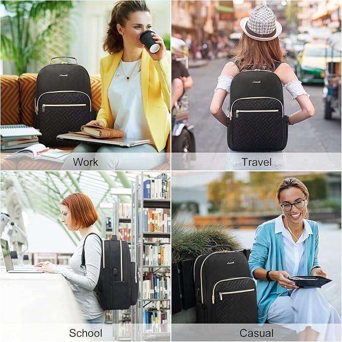 LOVEVOOK Laptop Backpack for Women, Stylish Quilted Backpacks Purse for - Image 6