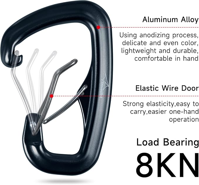 Heavy Duty Carabiner Clip Hook 8KN, - Image 2