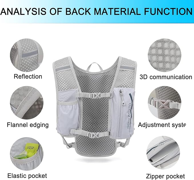 INOXTO Running Hydration Vest Backpack, Lightweight Insulated Pack - Image 3