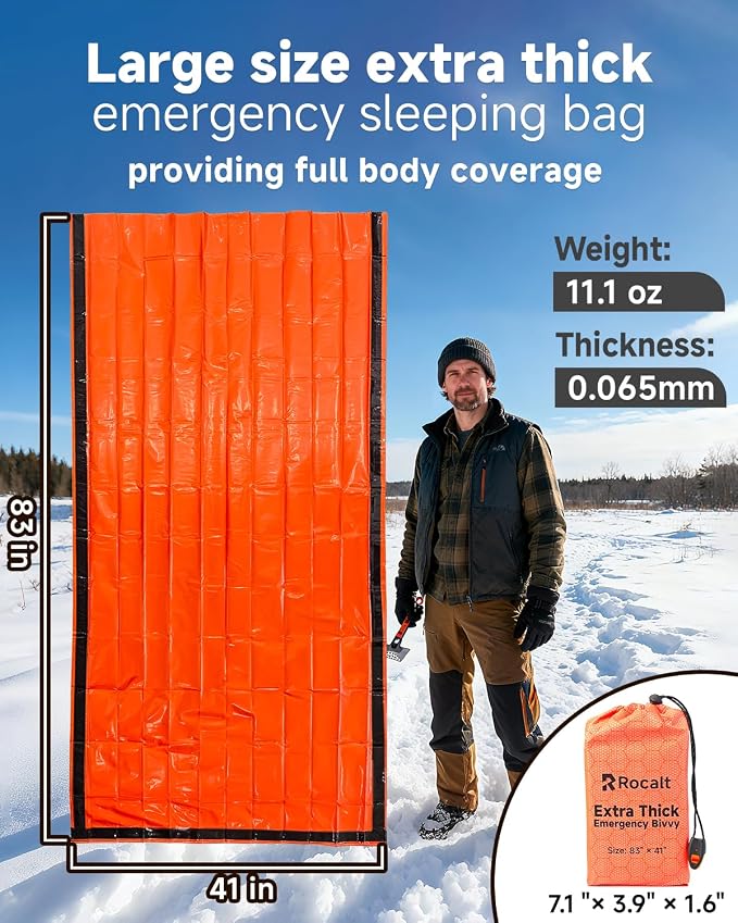 Rocalt Emergency Sleeping Bag | Ultralight Mylar Emergency Blanket, Extra Thick - Image 2