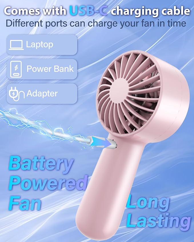 Portable Handheld Fan Personal Small Turbo Hand Fan Powerful, USB Rechargeable - Image 6