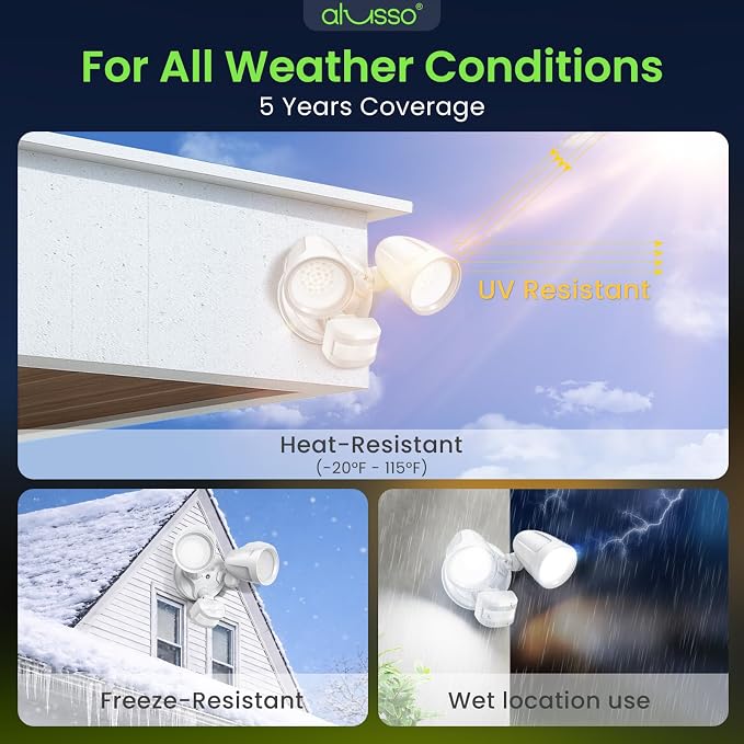 ALUSSO Motion Sensor Outdoor Lights Metal Heads, 30W 3600LM Flood Lights - Image 9