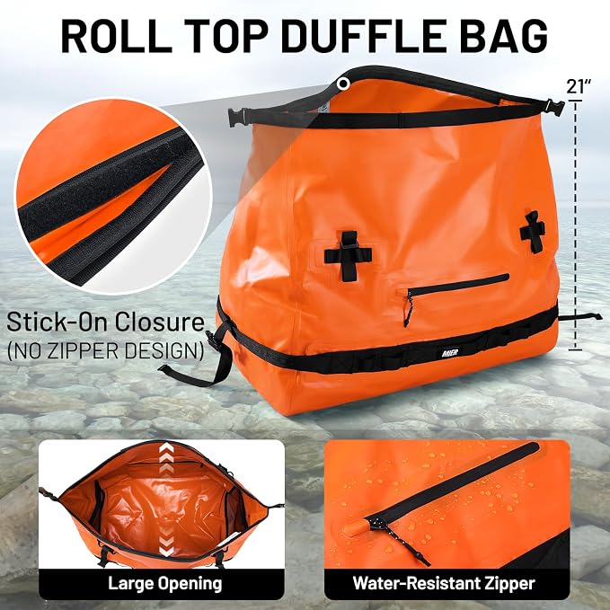 MIER Waterproof Duffel Bag Motorcycle Dry Bag Backpack Large Roll-Top Heavy - Image 4