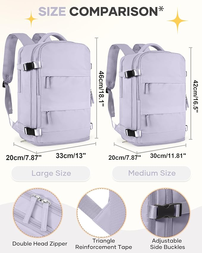 coofay Large Carry On Backpack Flight Approved Personal Item Travel Backpack - Image 4