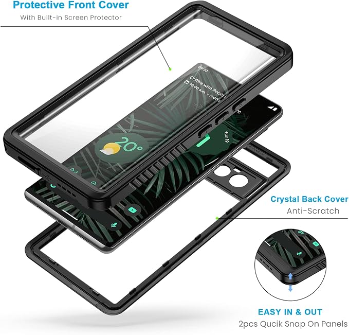 Lanhiem for Google Pixel 6 Pro Case, IP68 Waterproof Dustproof - Image 3
