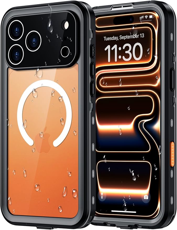 Red2Fire for iPhone 17 Pro Max Case Waterproof, Phone Case 6.9" Black/Clear by Red2Fire