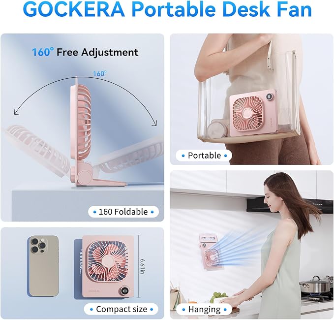 GOCKERA Desk Fan, 6.61''Ultra-thin 5000mAh Battery Powered Fan - Image 6