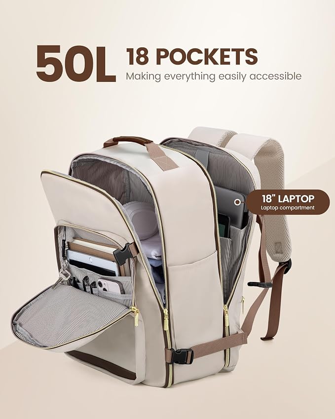LOVEVOOK Travel Backpack for Women & Men 50L, Airline Approved Carry On - Image 3