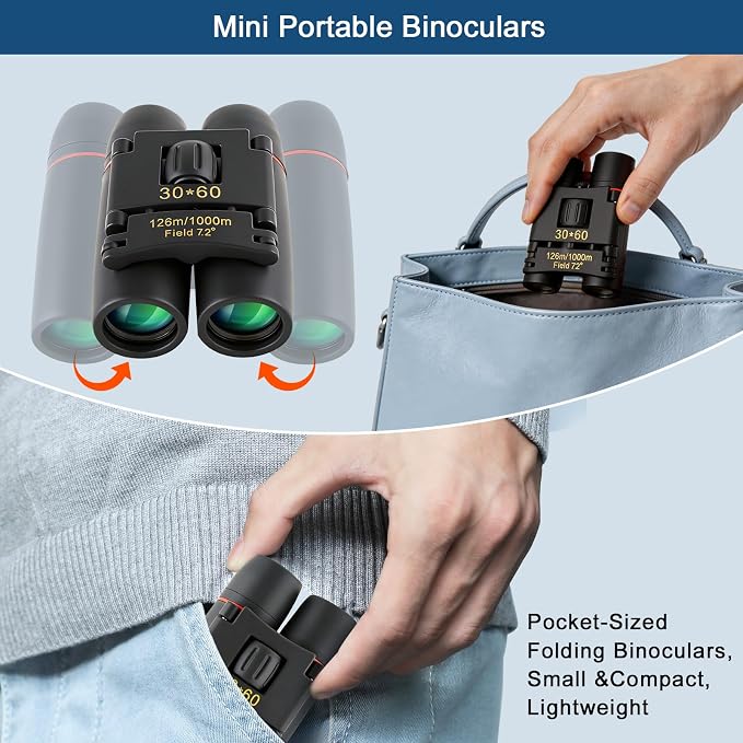 30x60 Mini Compact Binoculars for Adults Kids, HD Portable Waterproof Pocket - Image 6