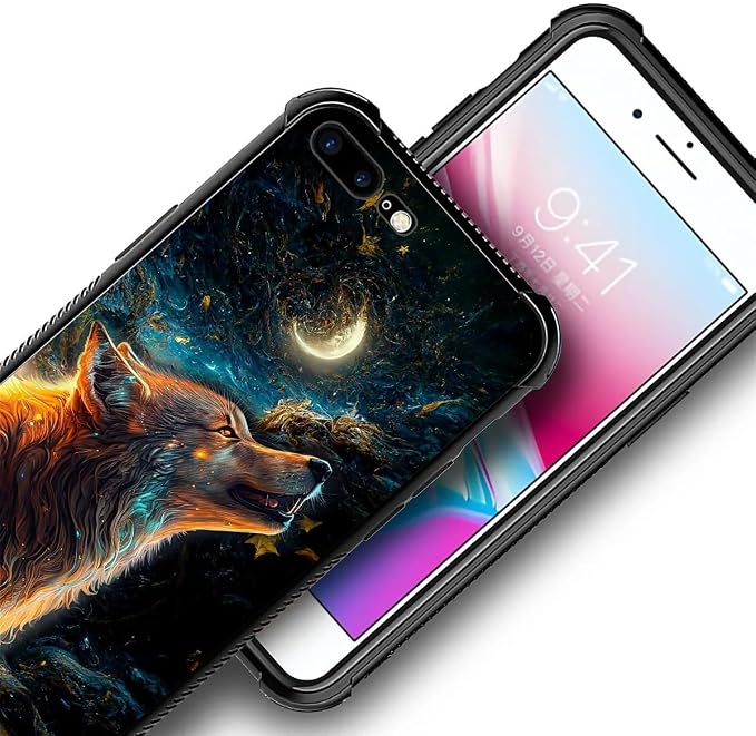 for iPhone 7/8 Case, Star Cave Hungry Wolf Pattern Graphic Design Girl Boy Soft - Image 3