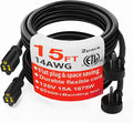 HUANCHAIN 14 Gauge 15 FT Flat Plug Extension Cord Black Indoor Outdoor by huanchain