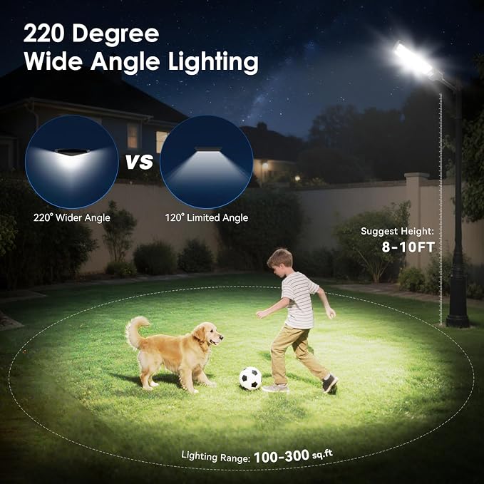 2 Pack Solar Street Lights Outdoor Waterproof 6500K 13000LM LED Solar Flood - Image 3