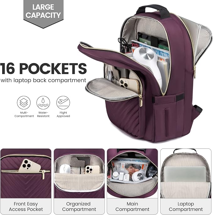 LOVEVOOK Laptop Backpack for Women 18.4 inch, Cute Womens Travel Backpack Purse - Image 2
