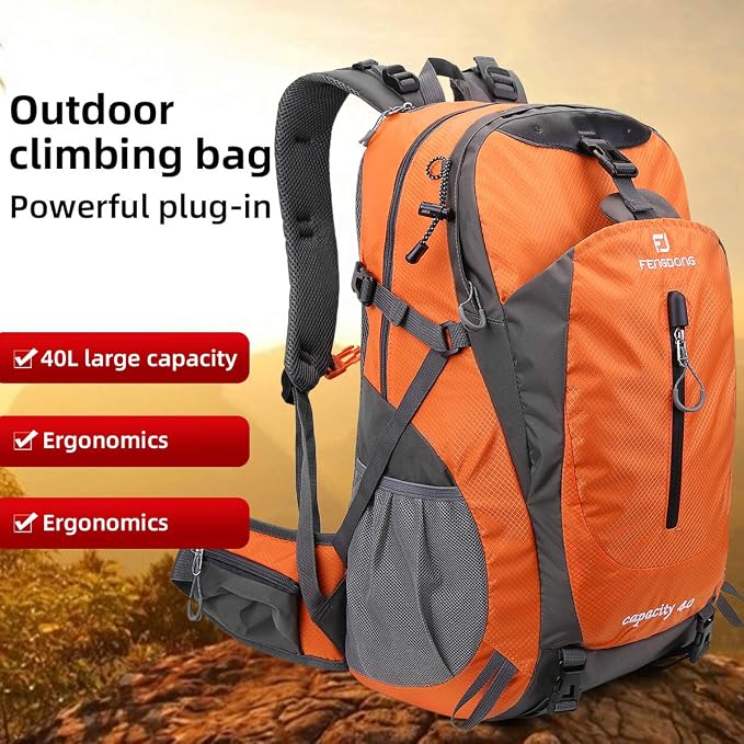 FENGDONG 40L Waterproof Lightweight Outdoor Daypack Hiking, Travel Backpack - Image 3