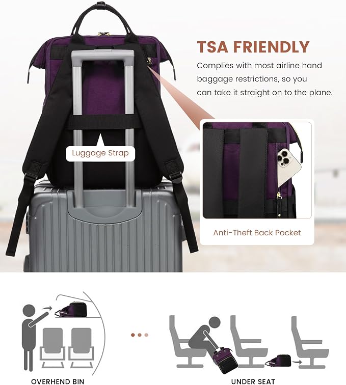 LOVEVOOK Laptop Backpack for Women, 15.6'' Waterproof Nurse Bag Teacher Work - Image 7