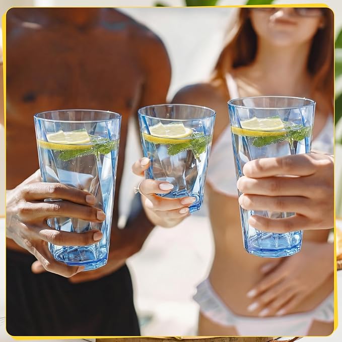LemonRoad 24 Pack Reusable Plastic Drinking Glasses Set - 20oz & 13.5oz - Image 7