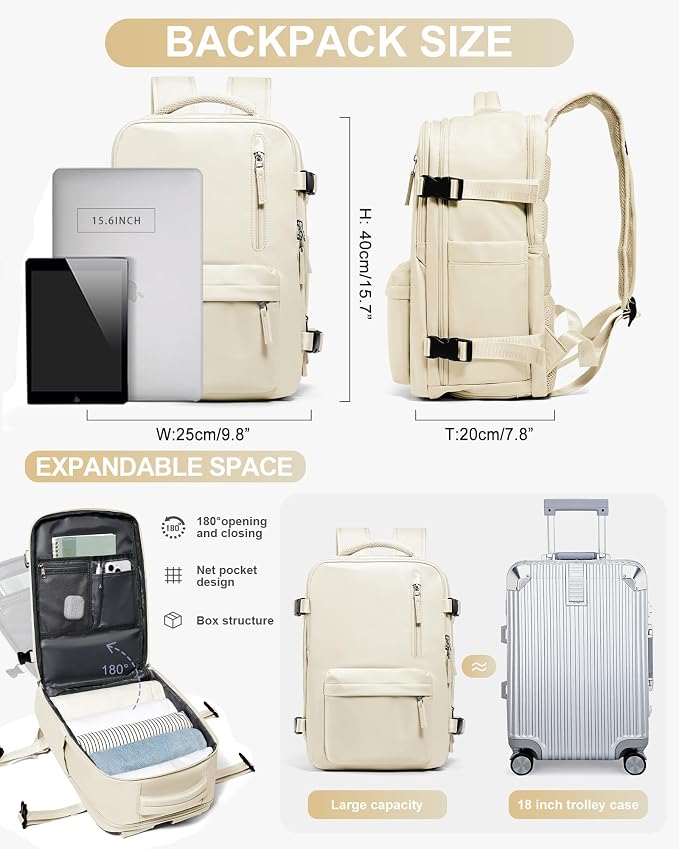 WONHOX Large Travel Backpack Carry on Flight Approved Laptop Work Business - Image 3