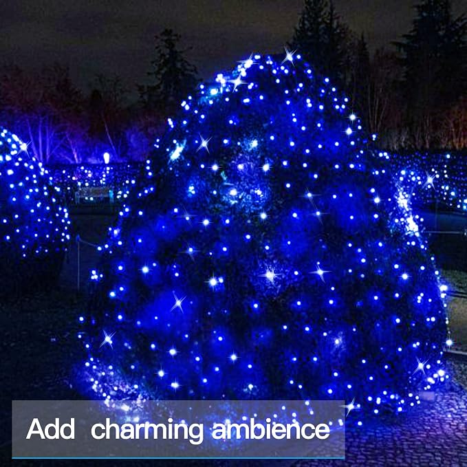 suddus Blue LED Christmas Lights Outdoor，200led 66ft Battery Operated Fairy - Image 8