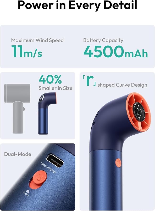 Aecooly Portable Handheld Fan, Powerful Turbo Mini Fan, 19000 RPM High Speed - Image 6