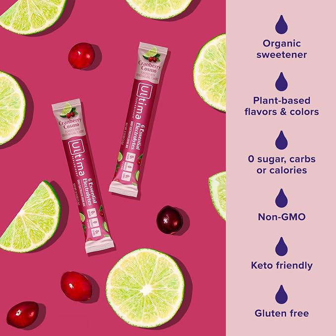 Ultima Replenisher Daily Electrolyte Powder – Cranberry Cosmo, 16 Stickpacks – - Image 4