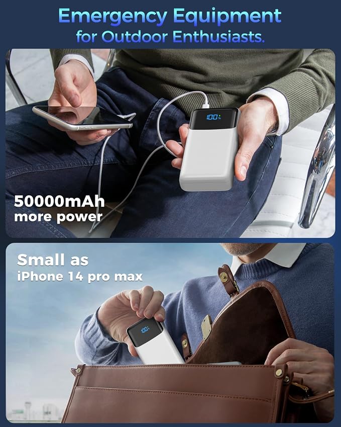 Portable Charger Power Bank 50000mAh, USB-C PD 30W Fast Charging, High Capacity - Image 4