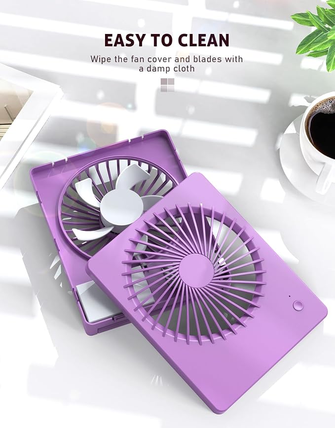 Zuvas Desk Fan Battery Operated Fan Rechargeable 180°Tilt Folding Personal Fan - Image 7
