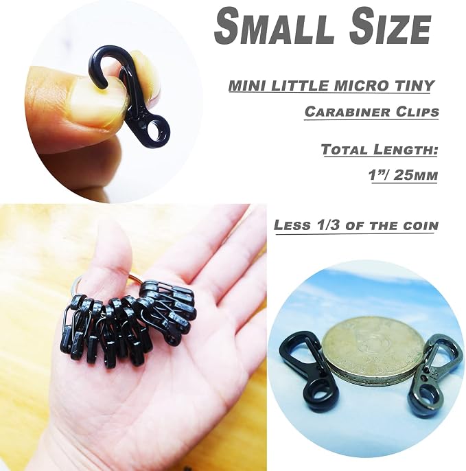 Mini Carabiner Clips with Metal Spring Wiregate Hook and Little Eye Hole - Image 2