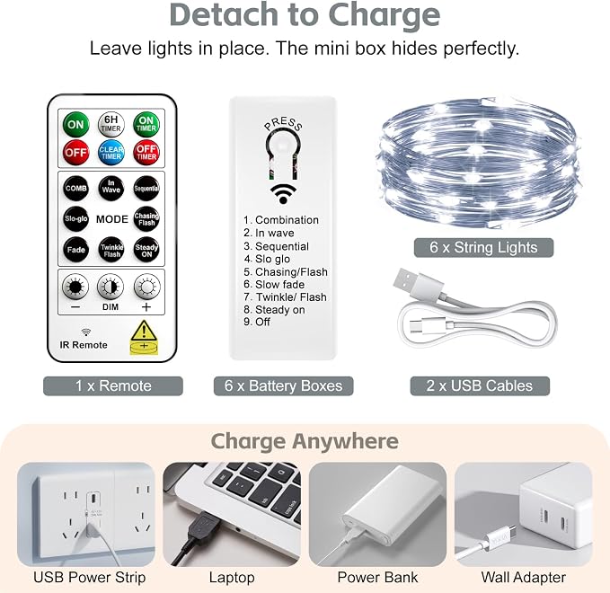 6 Pack Rechargeable Fairy Lights - Image 6