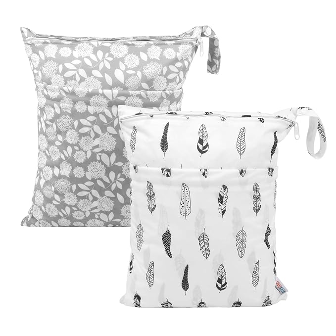 ALVA ALVABABY 2pcs Cloth Diaper Wet Dry Bags Waterproof Reusable by ALVABABY