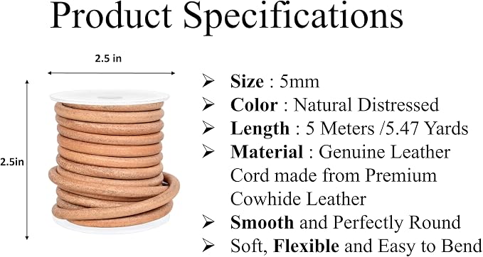 GENIQUE Real/Genuine Round Leather String Cord - Image 2