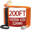 200 FT 12 Gauge Extension Cord Outdoor, Heavy Duty Weatherproof & Flame by Skrizcable