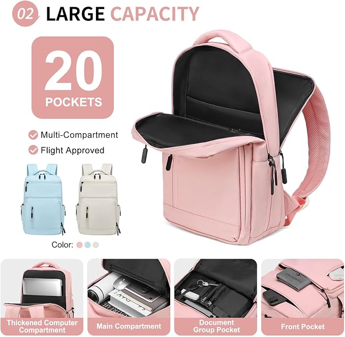 Waterproof Laptop Backpack for Men & Women, Flight Approved Anti-Theft Daypack - Image 4